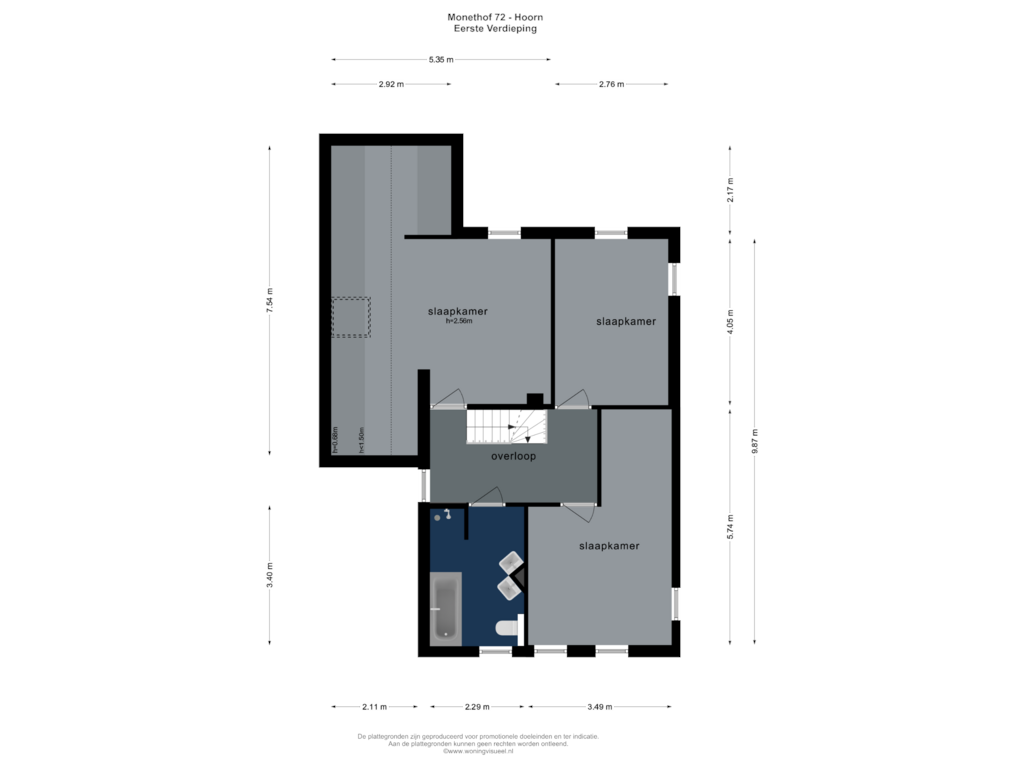 Bekijk plattegrond van EERSTE VERDIEPING van Monethof 72