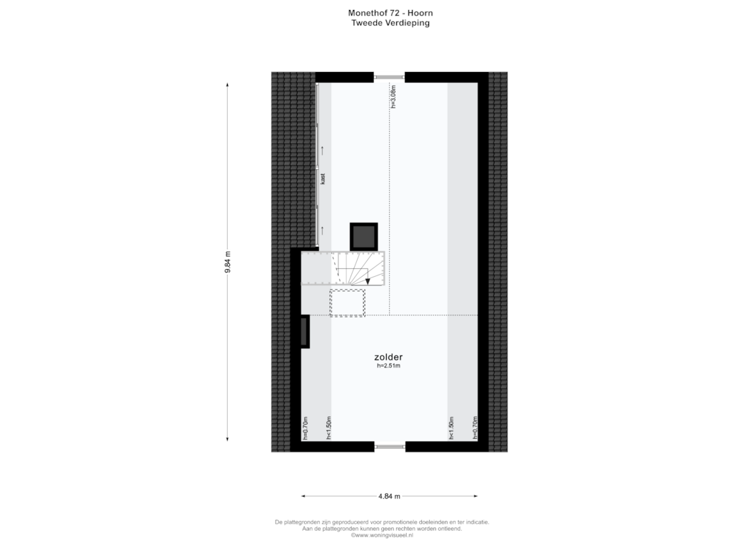 Bekijk plattegrond van TWEEDE VERDIEPING van Monethof 72