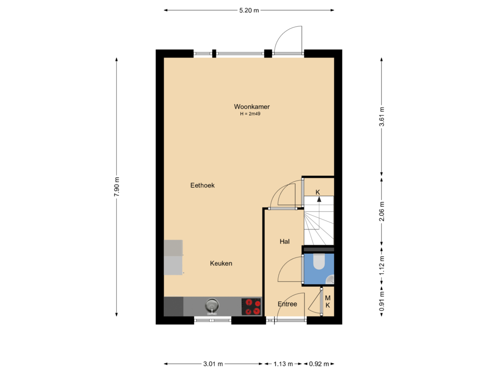 Bekijk plattegrond van Begane grond van Laurierstraat 7