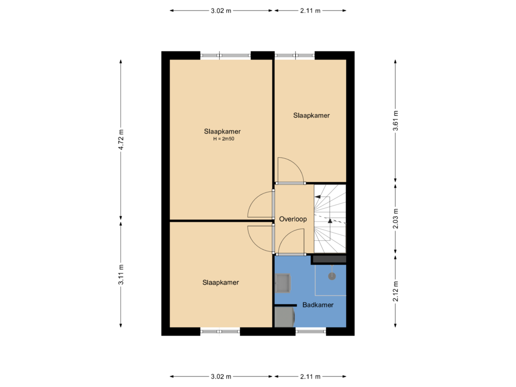 Bekijk plattegrond van Eerste verdieping van Laurierstraat 7