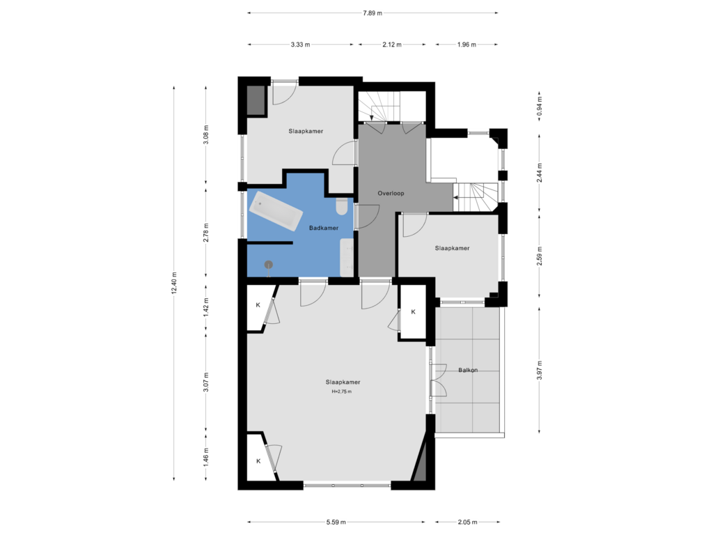 Bekijk plattegrond van Eerste verdieping van Burgemeester Knappertlaan 138