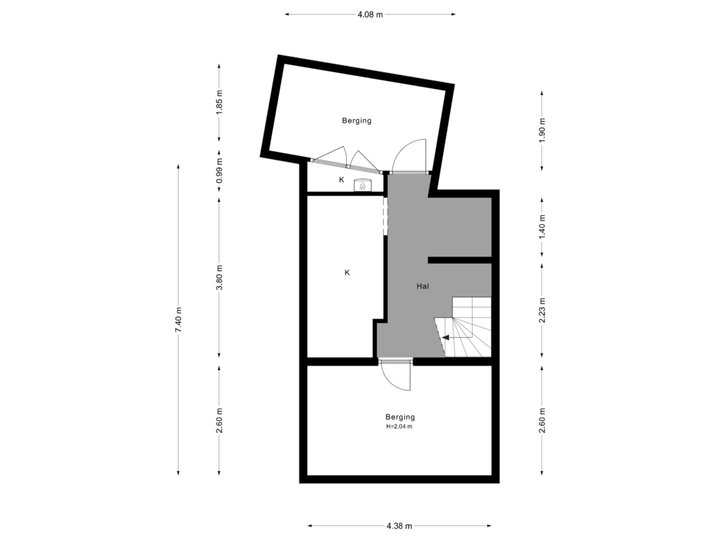 Bekijk plattegrond van Kelder van Burgemeester Knappertlaan 138