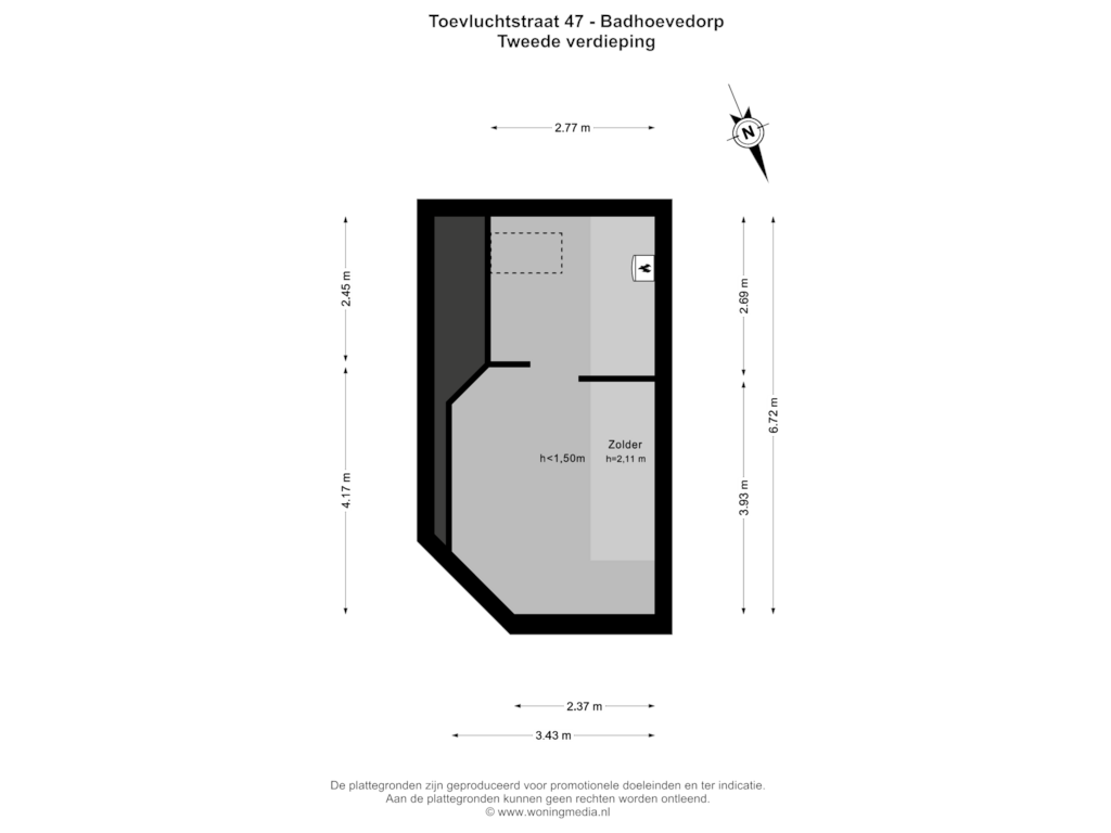 Bekijk plattegrond van Tweede verdieping van Toevluchtstraat 47