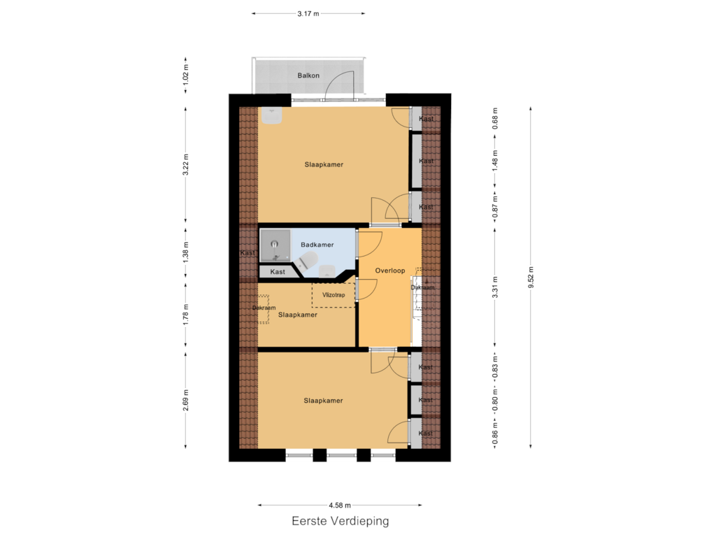 Bekijk plattegrond van Eerste Verdieping van Oostsingel 62