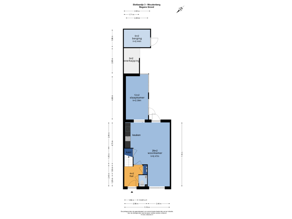 Bekijk plattegrond van BEGANE GROND van Slotlaantje 3