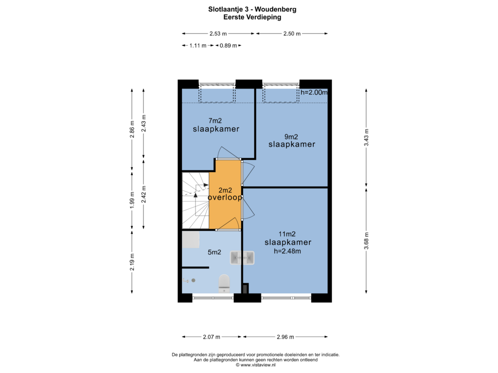 Bekijk plattegrond van EERSTE VERDIEPING van Slotlaantje 3