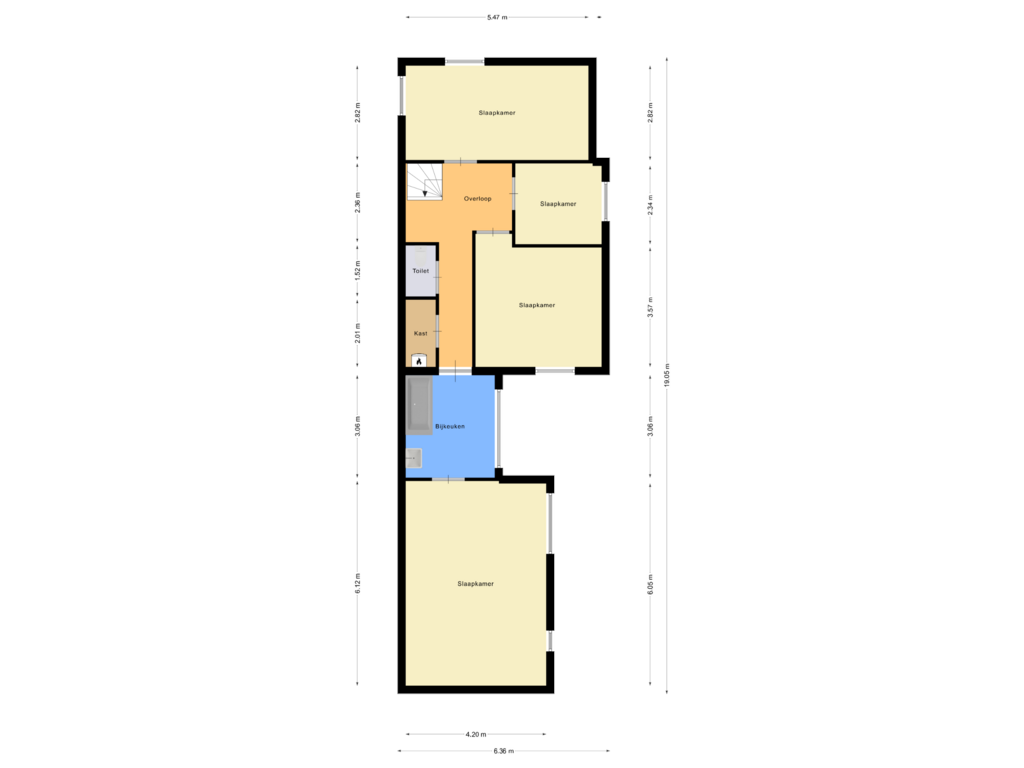 View floorplan of Eerste verdieping of Grote Kerkstraat 35