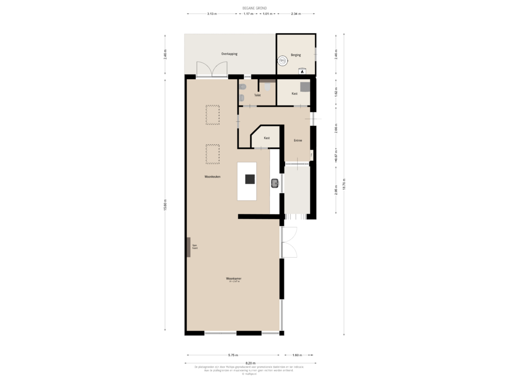 Bekijk plattegrond van Begane grond van Grotestraat 55