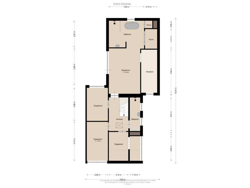 Bekijk plattegrond van Eerste verdieping van Grotestraat 55