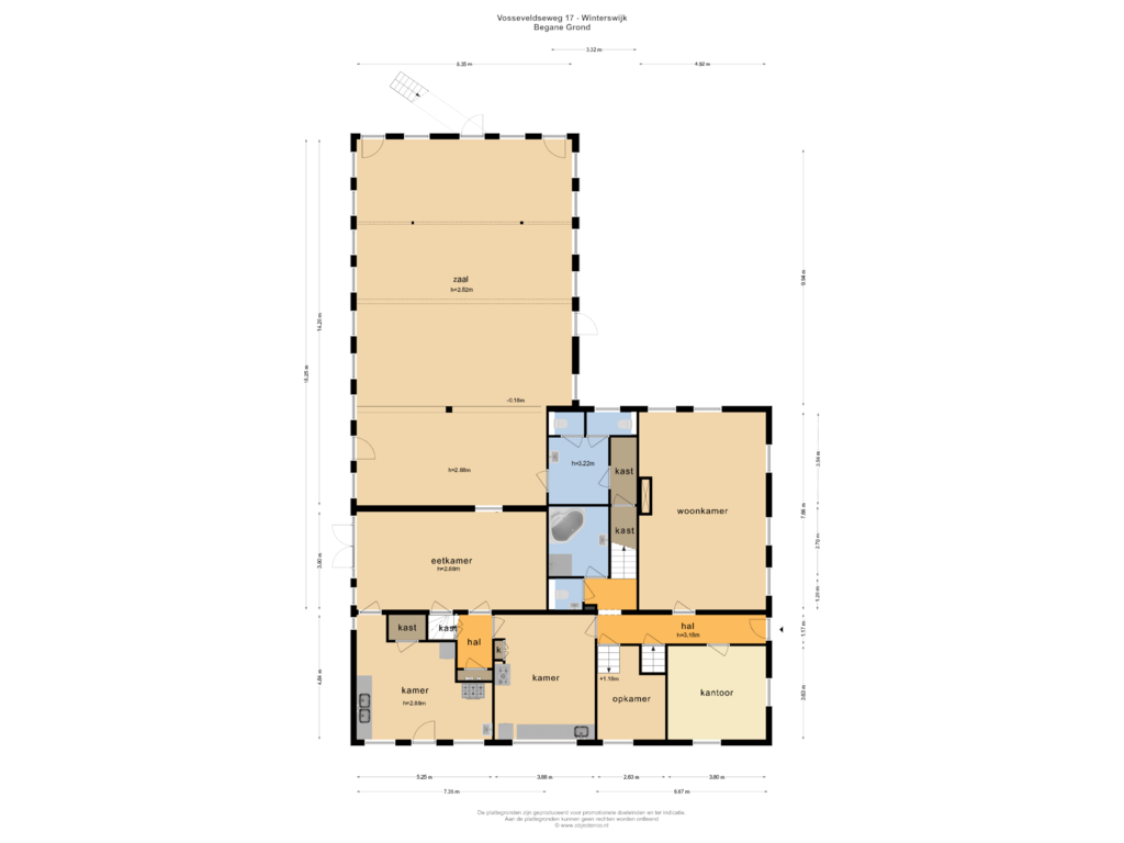 View floorplan of BEGANE GROND of Vosseveldseweg 17