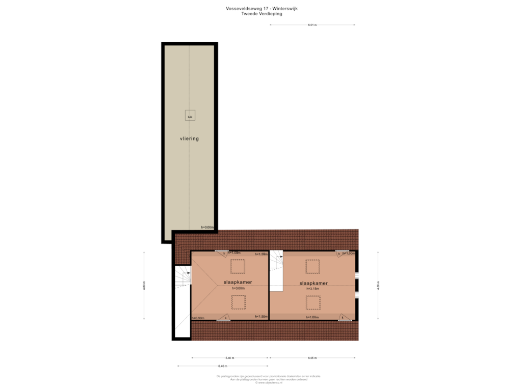 View floorplan of TWEEDE VERDIEPING of Vosseveldseweg 17