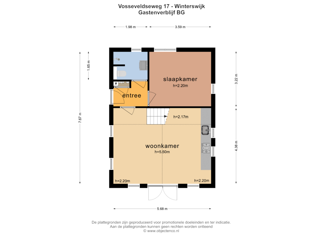 View floorplan of GASTENVERBLIJF BG of Vosseveldseweg 17