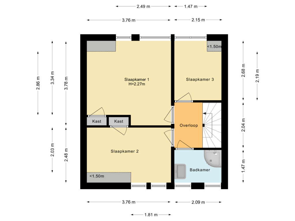 Bekijk plattegrond van Eerste verdieping van Bruins Slotlaan 24