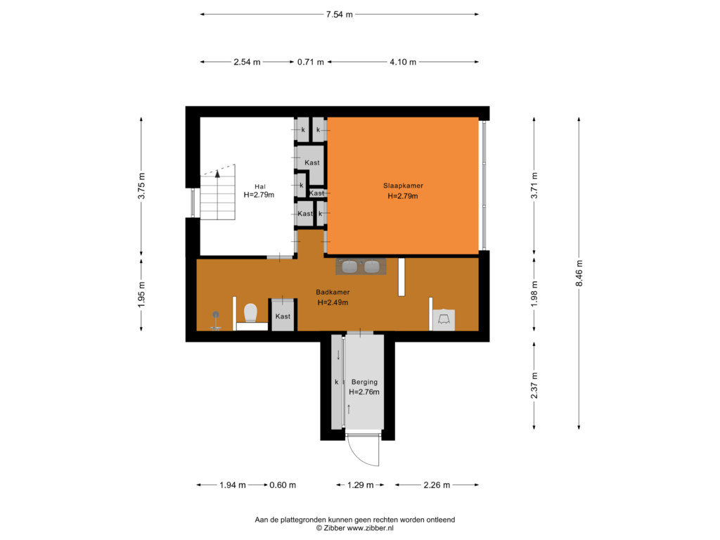 View floorplan of Souterrain of Lauriergracht 37-C