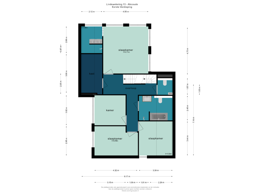 View floorplan of EERSTE VERDIEPING of Lindewetering 13