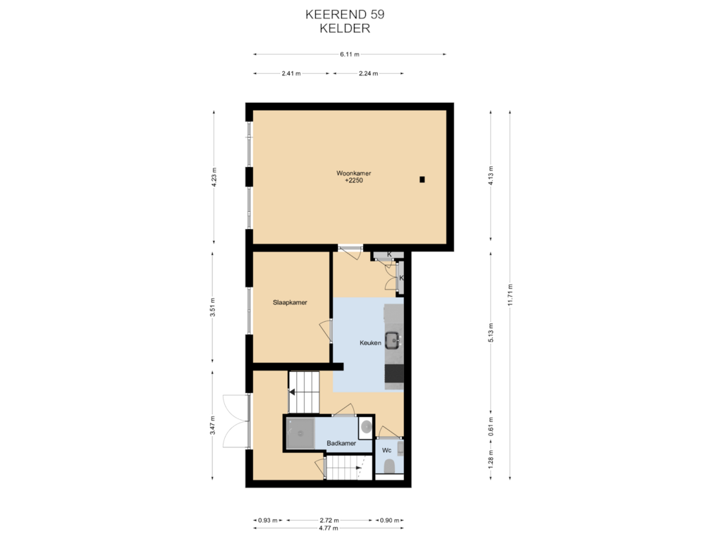 Bekijk plattegrond van Kelder van Keerend 59