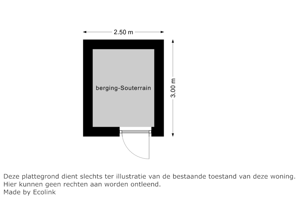 View floorplan of berging - souterrain of Prinses Irenestraat 12