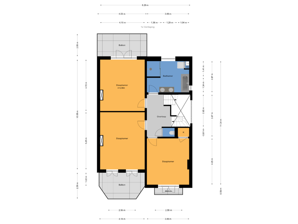 View floorplan of 1e Verdieping of Laan van Nieuw Oosteinde 17