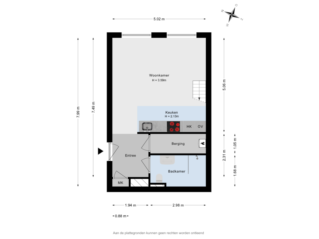 Bekijk plattegrond van 1e verdieping van Raamweg 13-B