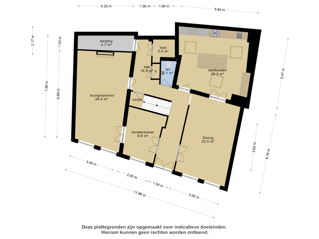 View floorplan of begane grond of Postelstraat 59