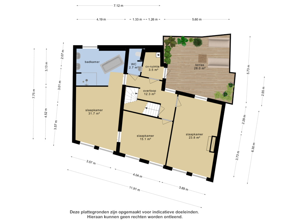 View floorplan of 1e verdieping of Postelstraat 59