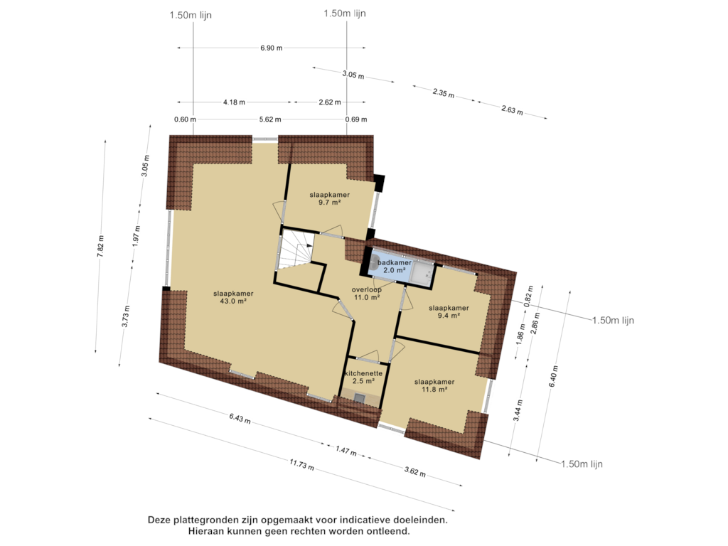 View floorplan of 2e verdieping of Postelstraat 59