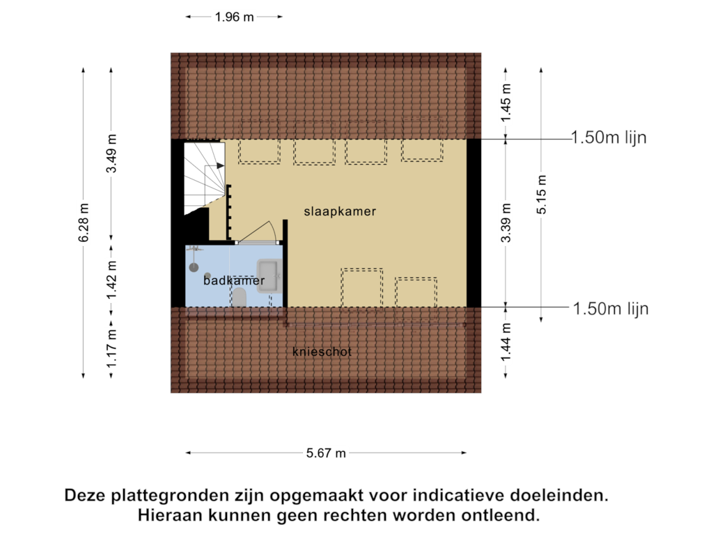 View floorplan of 2e verdieping of Starkenborglaan 18