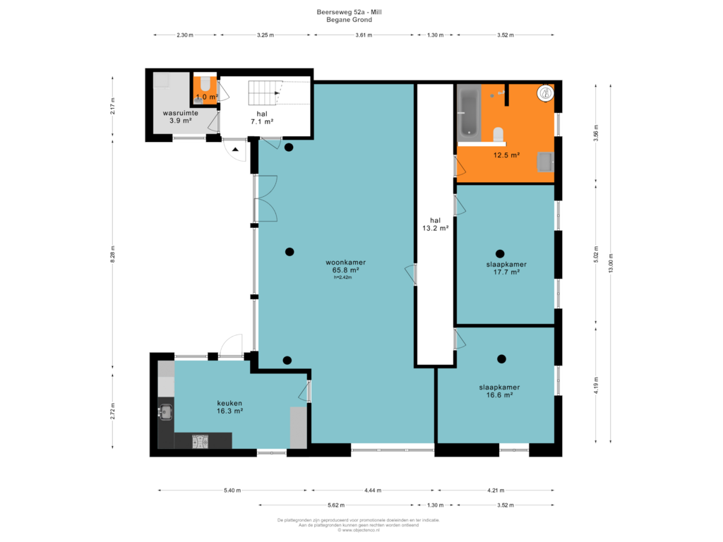 View floorplan of BEGANE GROND of Beerseweg 52-A