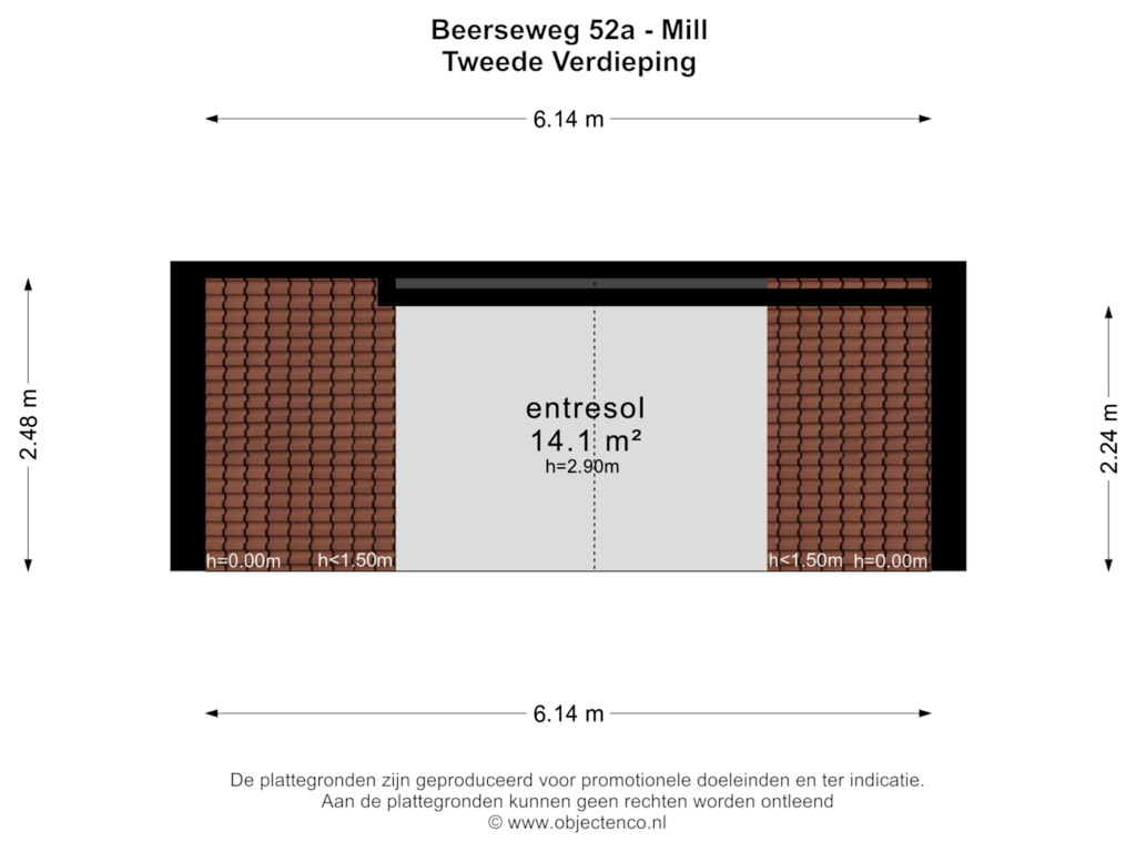 View floorplan of TWEEDE VERDIEPING of Beerseweg 52-A