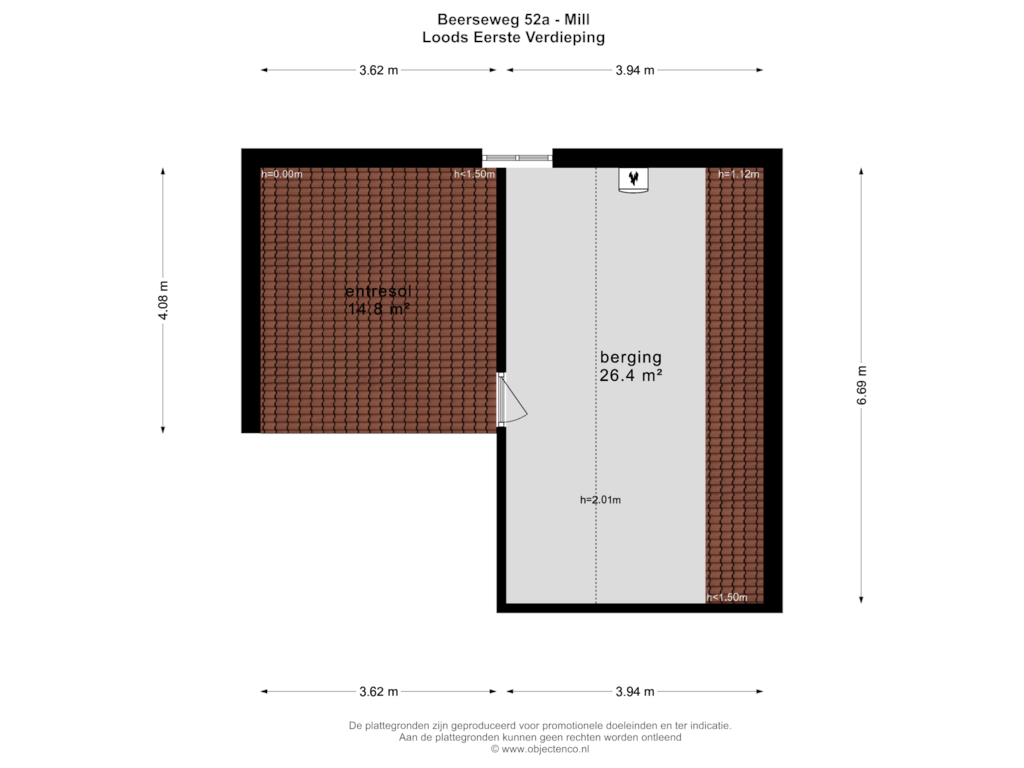 View floorplan of LOODS EERSTE VERDIEPING of Beerseweg 52-A