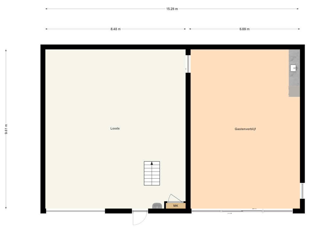 Bekijk plattegrond van Loods begane grond van Marktstraat 25