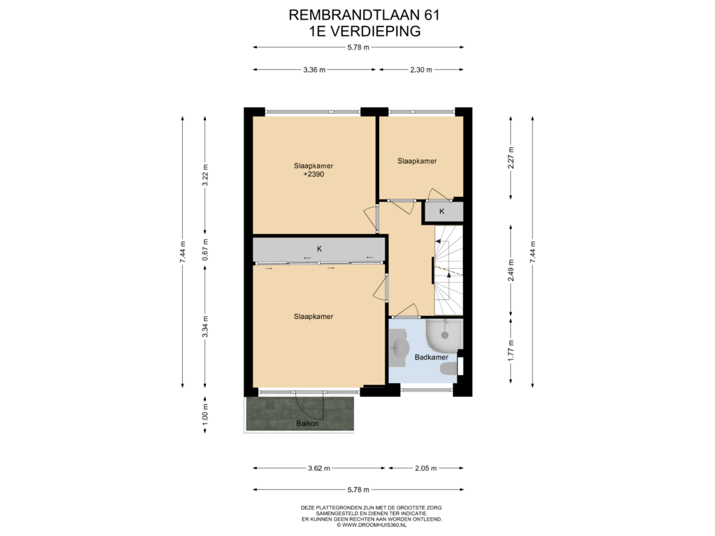 Bekijk plattegrond van 1E Verdieping van Rembrandtlaan 61