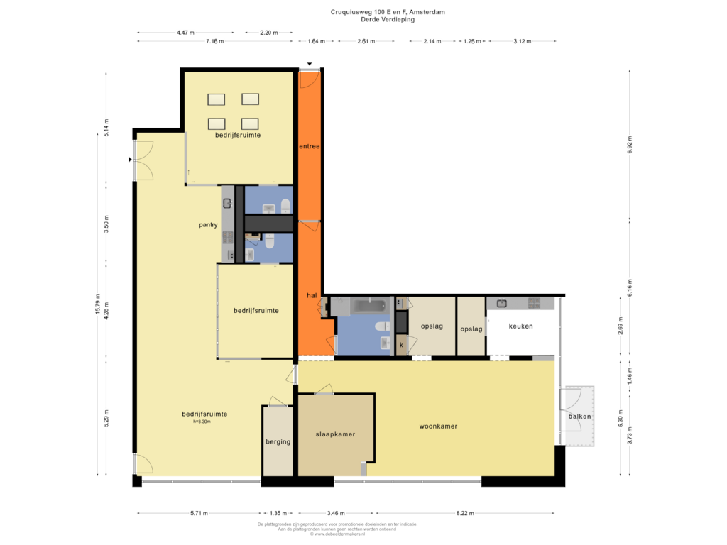 View floorplan of Derde Verdieping of Cruquiusweg 100-F