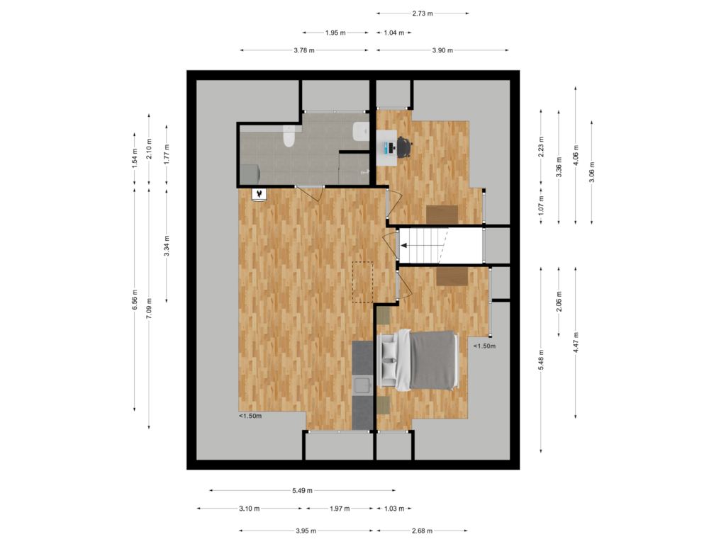 Bekijk plattegrond van Tweede Verdieping van Volkelstraat 10