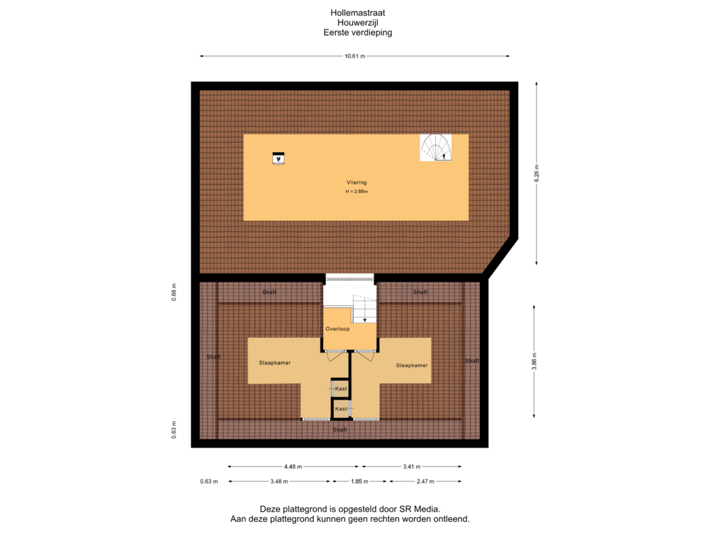 View floorplan of Eerste verdieping of Hollemastraat 12