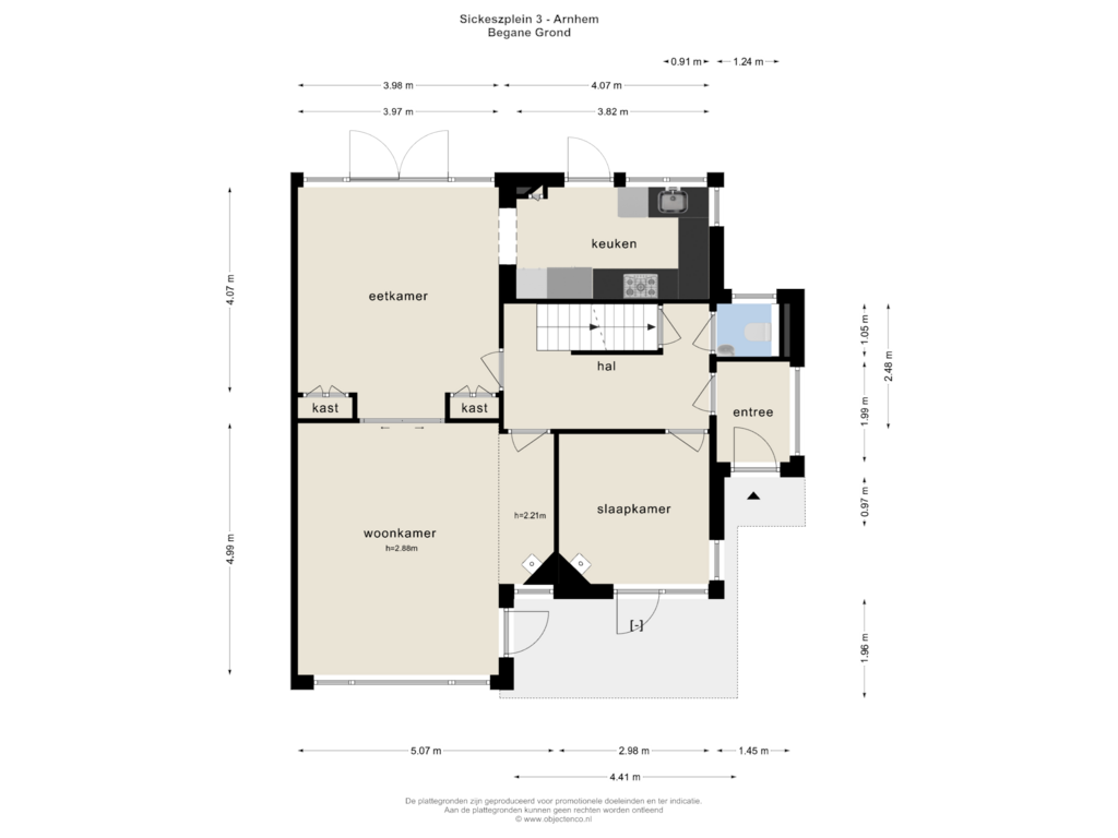 Bekijk plattegrond van BEGANE GROND van Sickeszplein 3