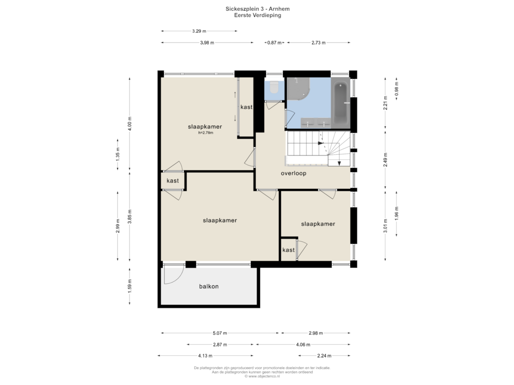 Bekijk plattegrond van EERSTE VERDIEPING van Sickeszplein 3