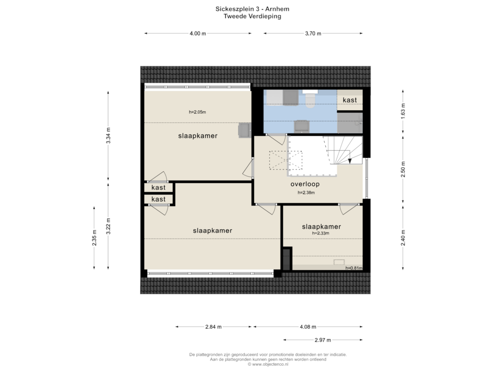 Bekijk plattegrond van TWEEDE VERDIEPING van Sickeszplein 3