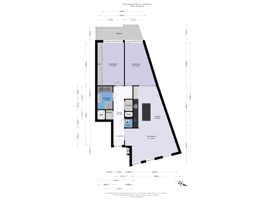 Bekijk plattegrond van Vierde verdieping van Spaarndammerdijk 7-X