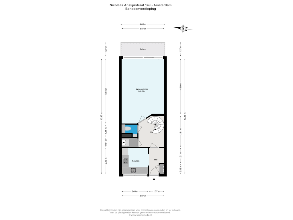 View floorplan of Benedenverdieping of Nicolaas Anslijnstraat 149