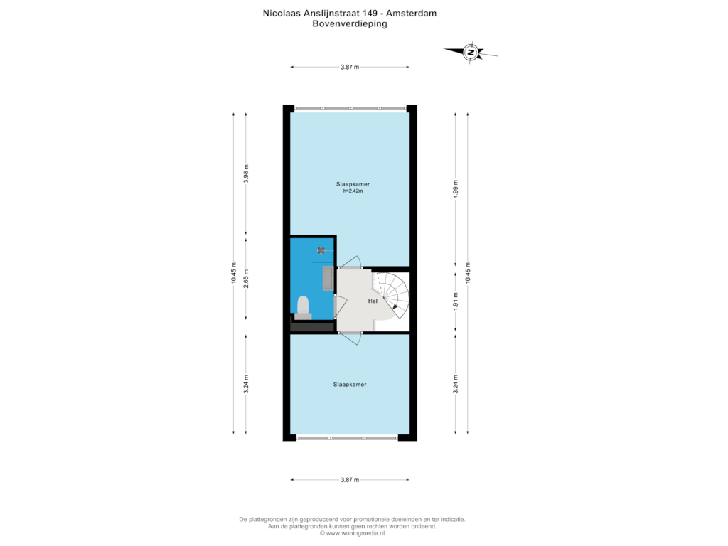 View floorplan of Bovenverdieping of Nicolaas Anslijnstraat 149