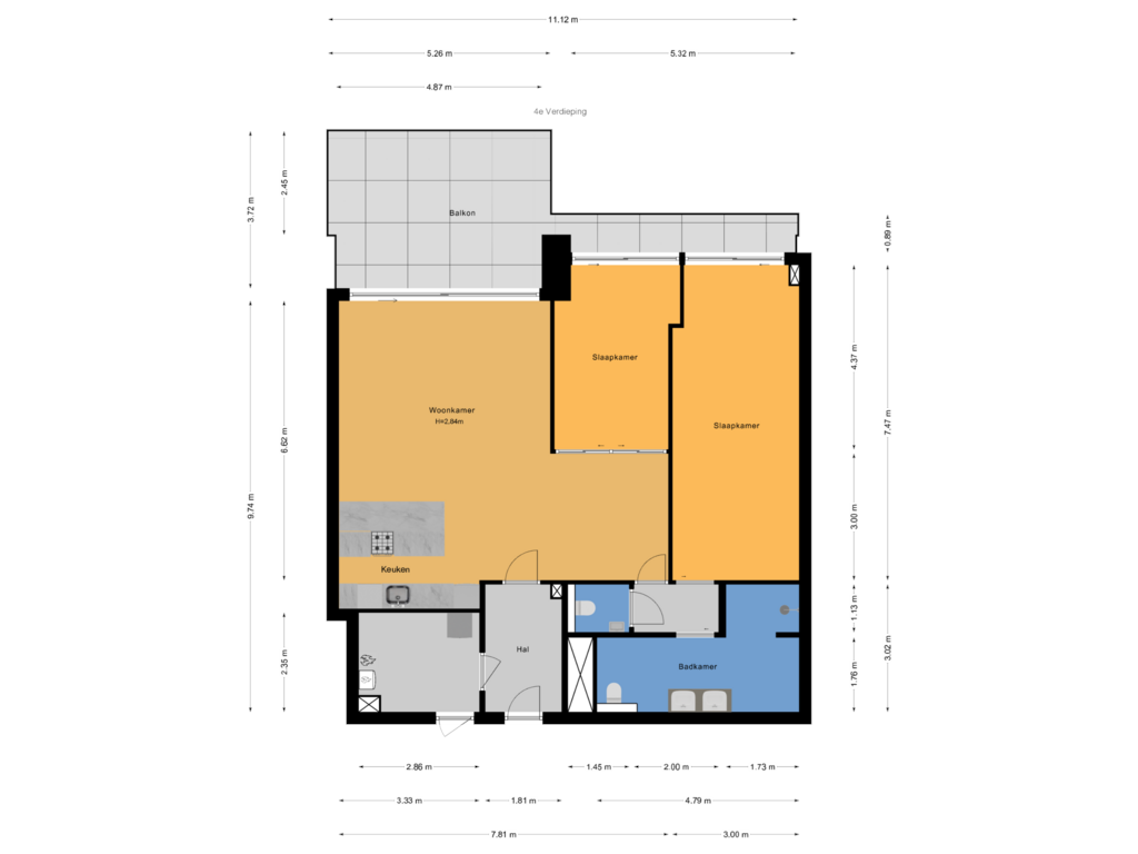 View floorplan of 4e Verdieping of Vuurtorenweg 161