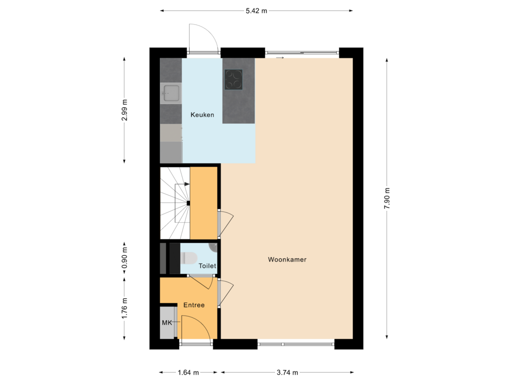 Bekijk plattegrond van Begane Grond van Verre Weiden 28