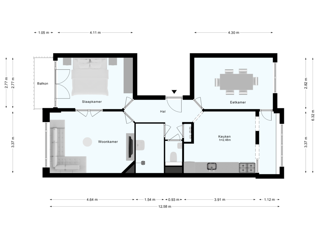 Bekijk plattegrond van Eerste verdieping van Hofwijckstraat 22-1