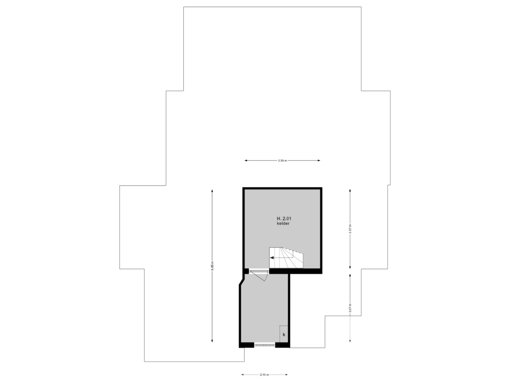 Bekijk plattegrond van kelder van Heidelaantje 2