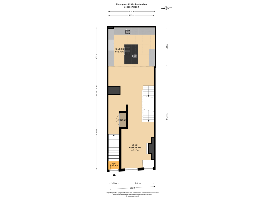 View floorplan of BEGANE GROND of Herengracht 291