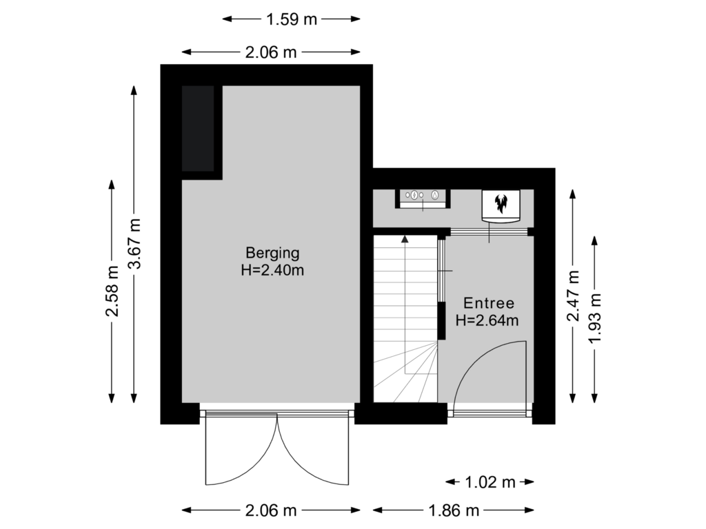 Bekijk plattegrond van Entree  & Berging van Molenaar 21