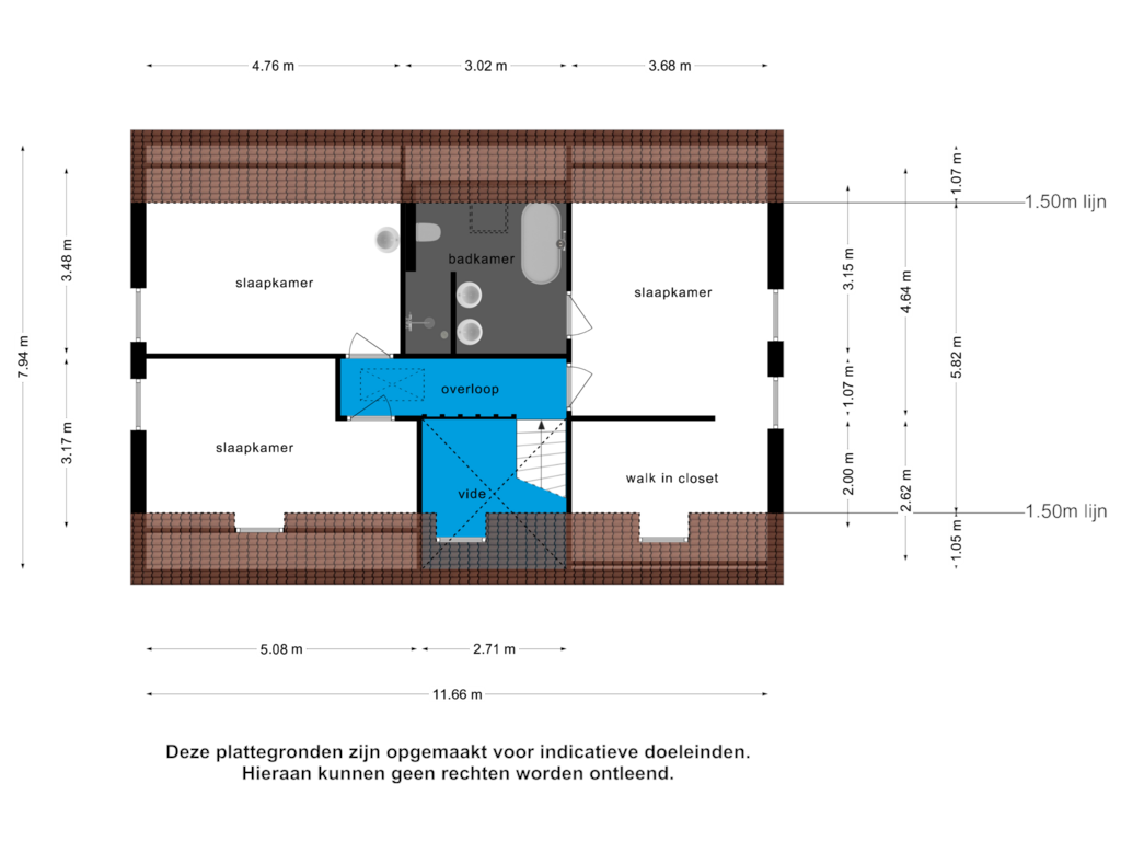 Bekijk plattegrond van 1e verdieping van Dorpsstraat 2-A