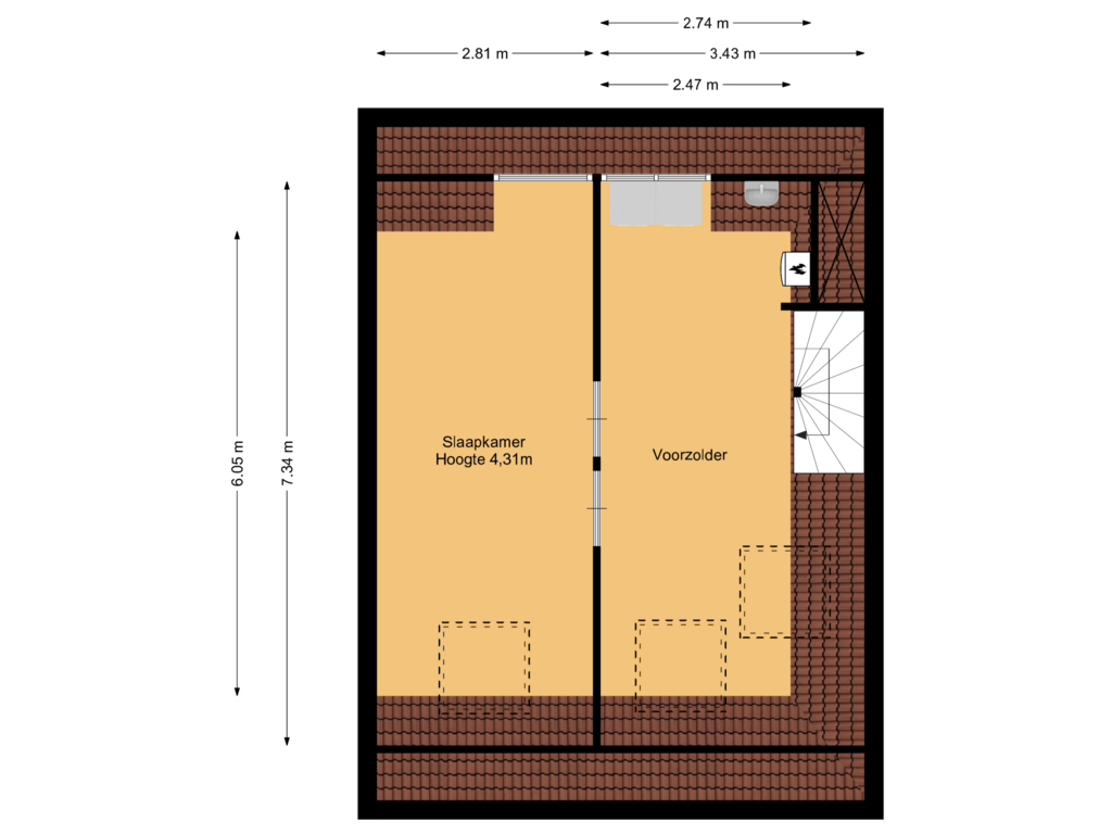 Bekijk plattegrond van 2e verdieping van Noorderweg 126