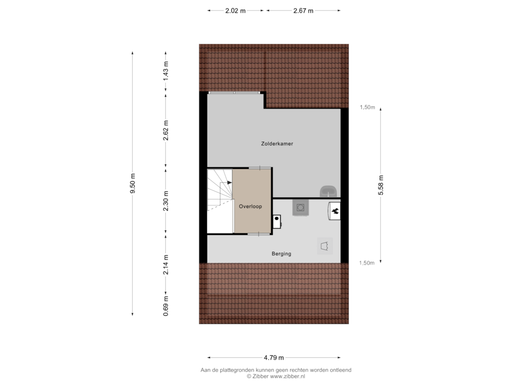 View floorplan of Tweede verdieping of Komerd 16